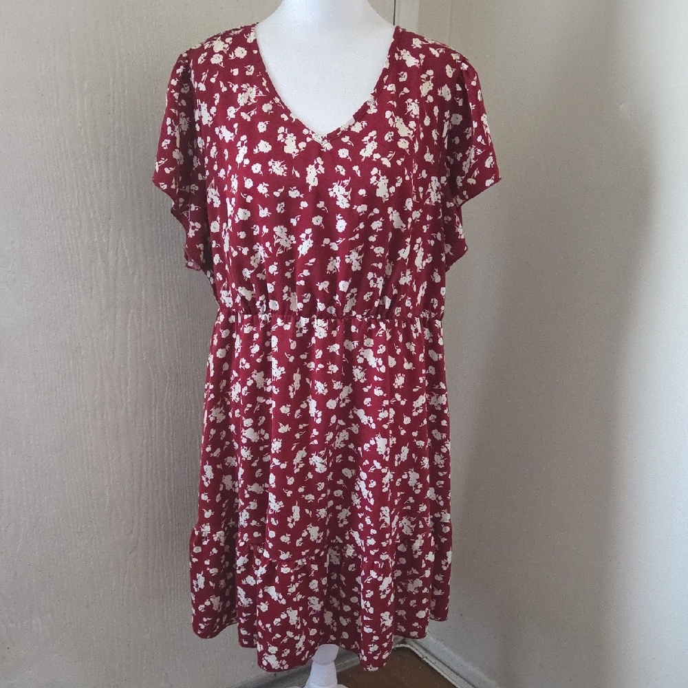 SHEIN Red Floral Mini Dress